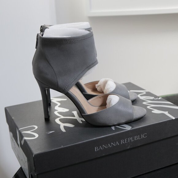 Banana Republic "Juliet" Grey Peep Toe Bootie Sandals - Size 6 - Picture 4 of 8
